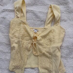 Garage Light Yellow Lace Detail Top